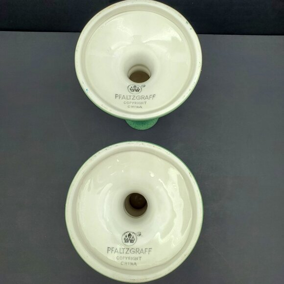 Pfaltzgraff French Quarter Candlesticks Tall Green Vines Candle Holders - Picture 4 of 6